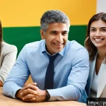 지식 활용 실천 프로젝트의 변화 관리 - A diverse corporate team in a modern Brazilian office setting engaged in an open feedback session, w...