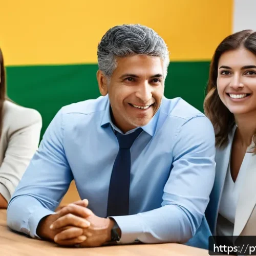 지식 활용 실천 프로젝트의 변화 관리 - A diverse corporate team in a modern Brazilian office setting engaged in an open feedback session, w...
